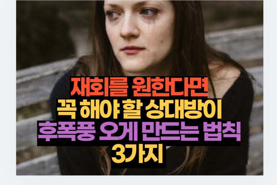 재회를 원한다면 꼭 해야 할 상대방이 후폭풍 오게 만드는 법칙 3가지 